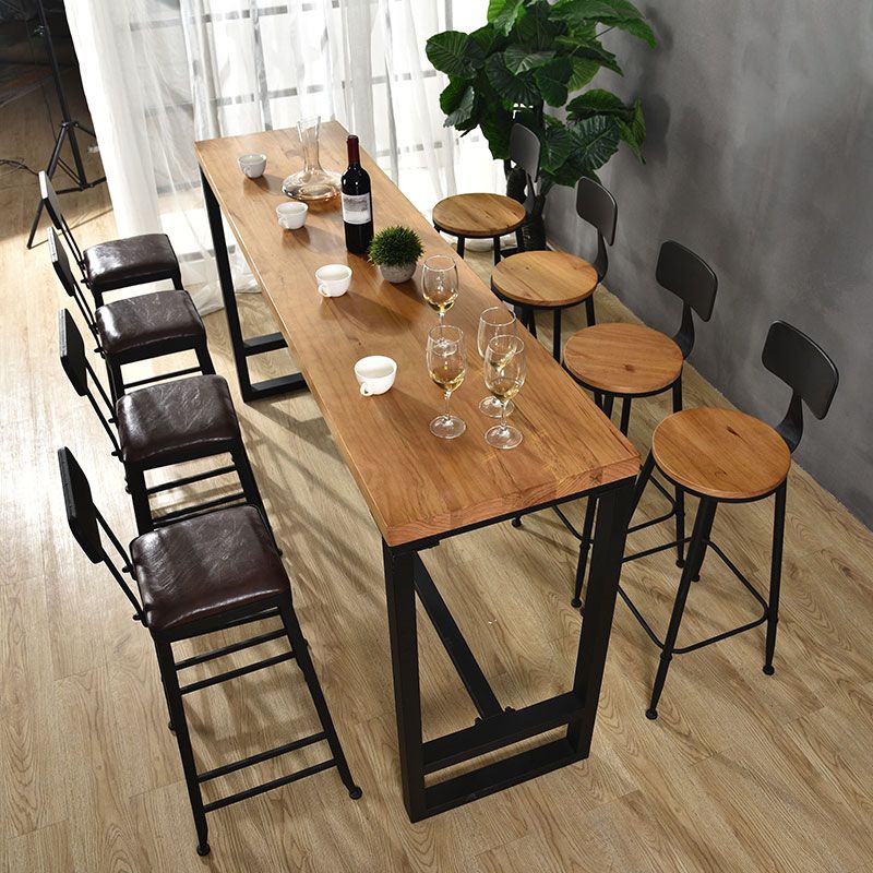 Industrial Table and Stool Set 1/5/9 Pcs Iron Frame Bar Table and Stools