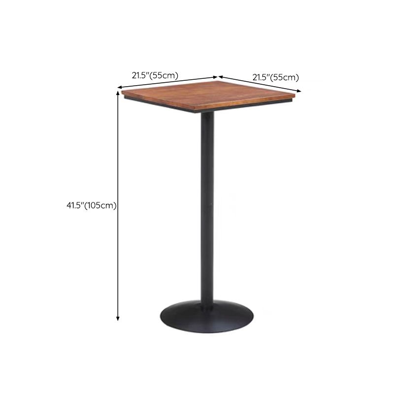 Industrial Metal Base Bar Table Black Iron Solid Wood Patio Bar Table