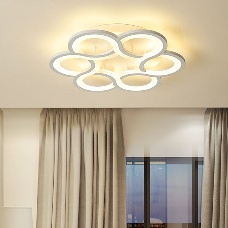 Luce a filo a filo a filo a filo a filo a forma di fiori contemporanei Acrilico 16,5 "/20,5" Apparecchiatura a soffitto a soffitto da letto in luce calda/bianca