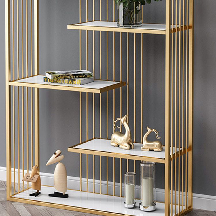 Modern Antique Finish Shelf Bookcase Metal Etagere Bookshelf with Shelves