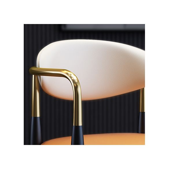 Silla de comedor moderna de cuero mate con brazo abierto para sala de reuniones