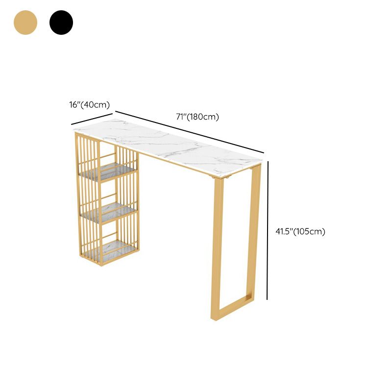 Glam Pub Height Dining Table Faux Marble Top Pub Table for Patio Use