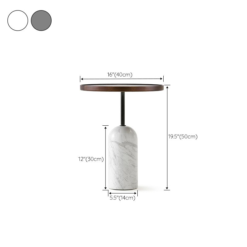 Modern Accent Side Table Sofa Round Pedestal Marble Living Room Corner Table