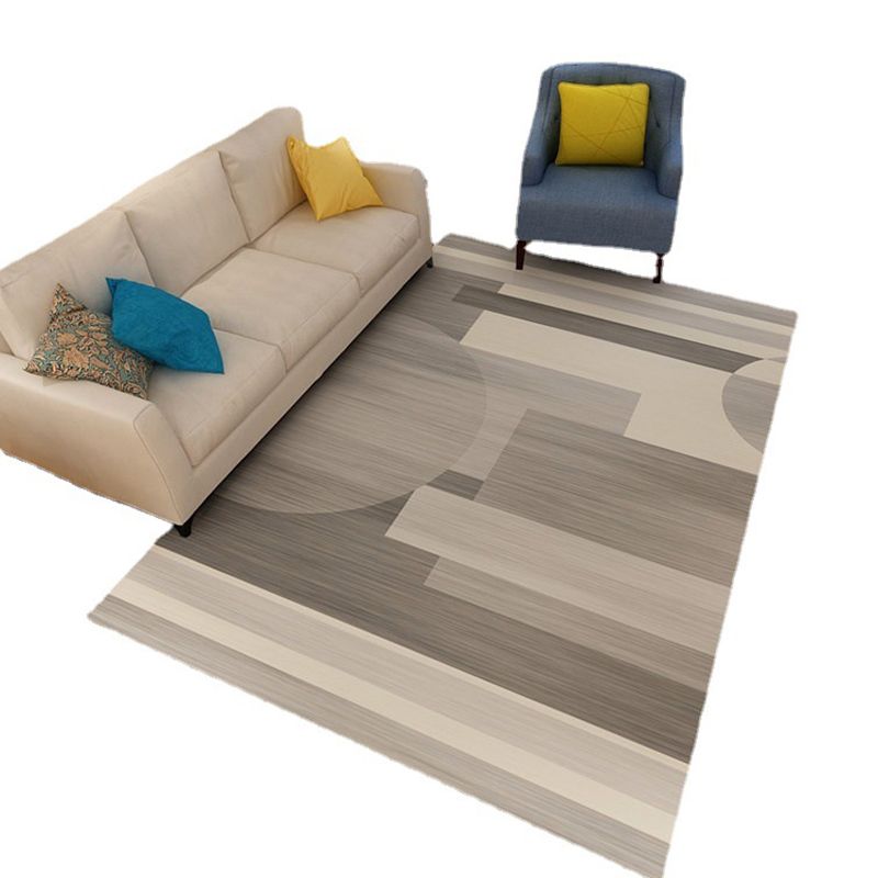 Modern Carpet Patchwork Trendy Polyster Area Rug Anti-Slip Backing Washable Rug for Living Room