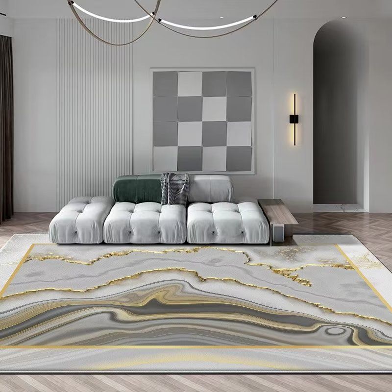 Gorgeous Graphic Rug Polyester Brown Rug Stain Resistant Rug for Drawing Room