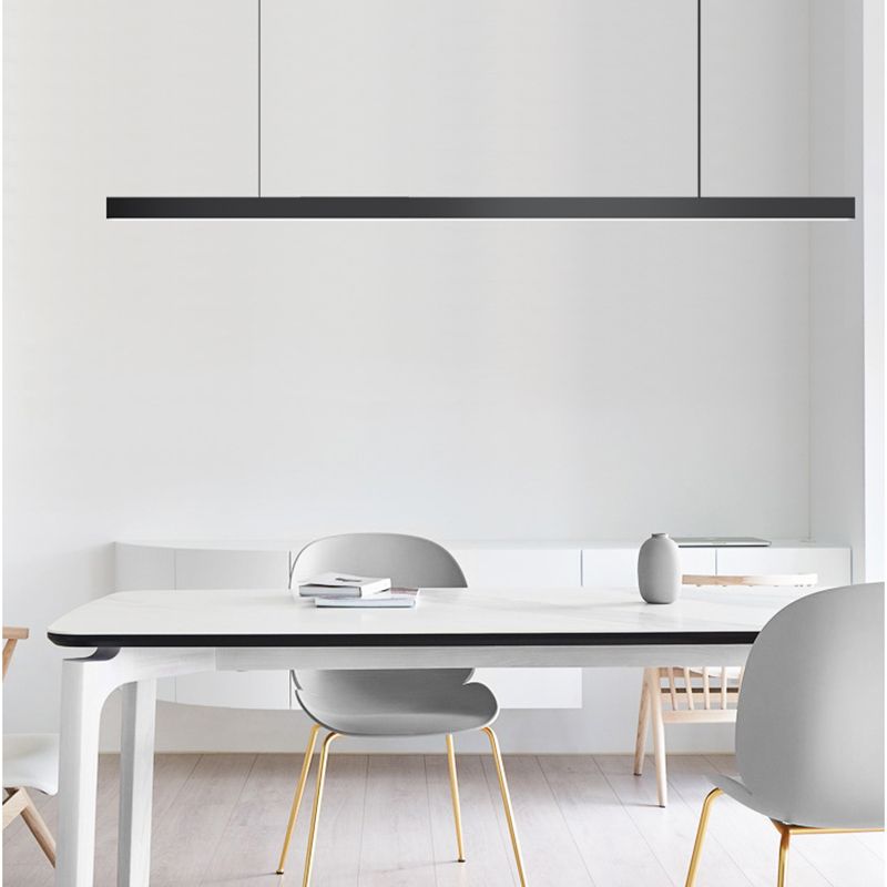 Aluminum Island Lamp Modern 1-Head Linear Restaurant Pendant Light with Acrylic Shade