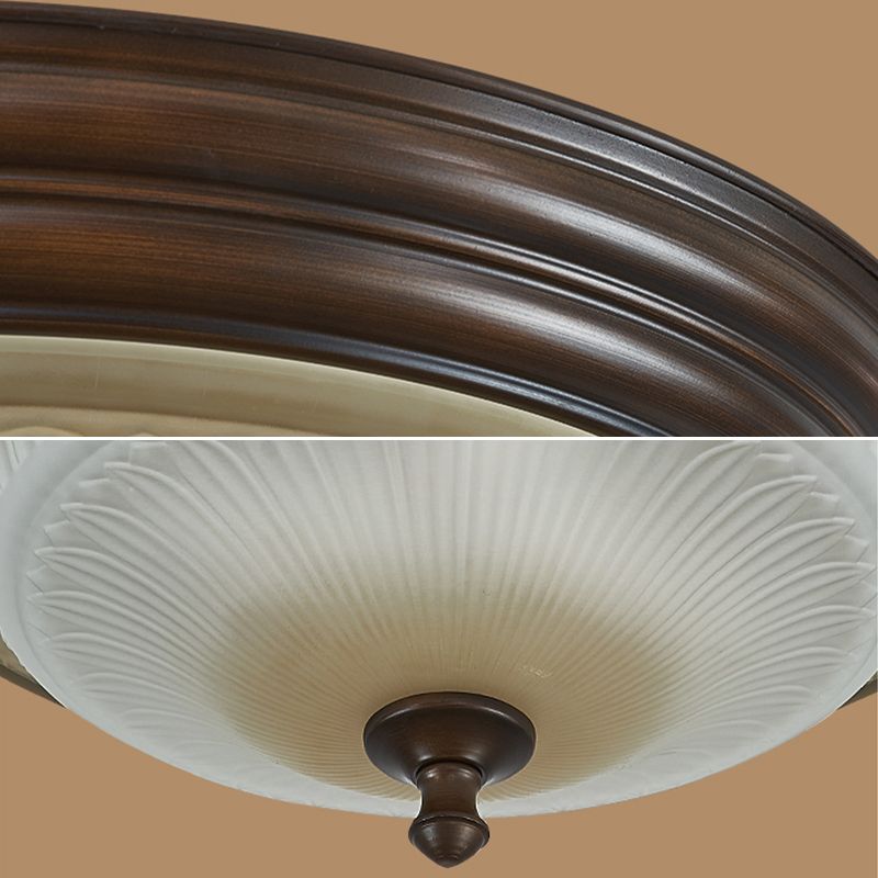20" Wide Classic Bowl Flush Mount with Glass Shade Bronze Flush Ceiling Light for Bedroom