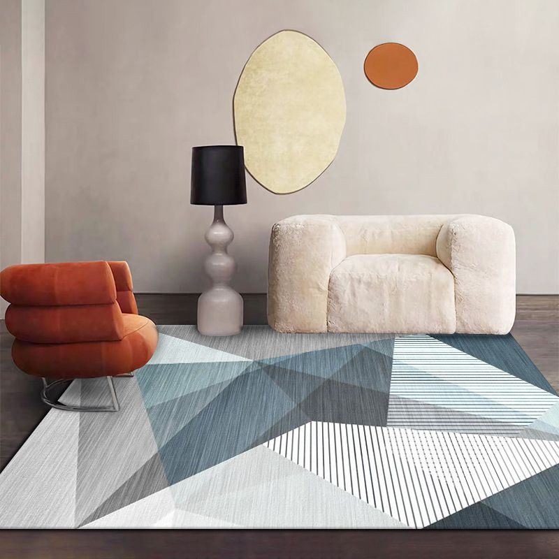 Trendy Triangle Pattern Area Rug Contemporary Aesthetic Indoor Carpet Polyester Anti-Slip Backing Carpet Living Room Rug