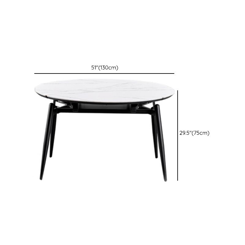 Stone Top Dinette Table with Black Legs Modern Round Dining Table