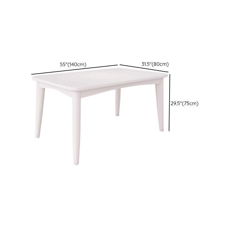 White Dining Table Set 1/5/7 Pcs Rubberwood Solid Wood Dining Table and Chairs