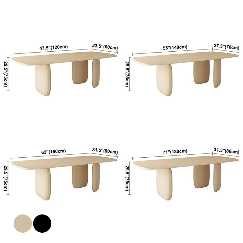 Solid Wood Rectangle Dining Table Modern Contemporary Kitchen Wood Table with 3 Legs
