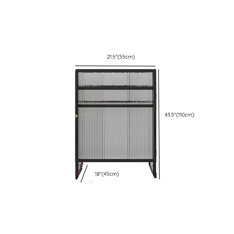 Knobs Scratch Resistant Modern Iron Accent Cabinet with Glass Top