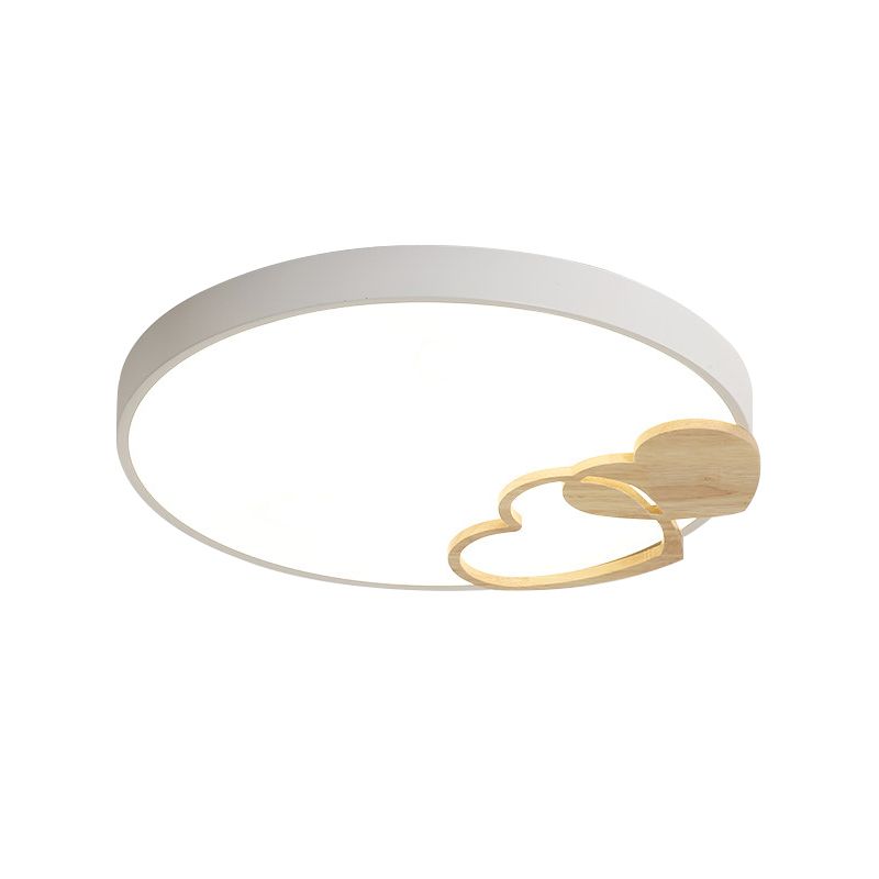 Acrilico Drum Flush Mount Lighting Nordic Led Grigio / Bianco / Verde Close to Ceiling Light con Heart Decoration