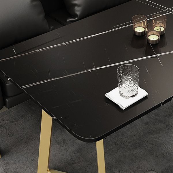 Industrial Style Sintered Stone Dinner Room Kitchen Table Black Table with Gold Frame