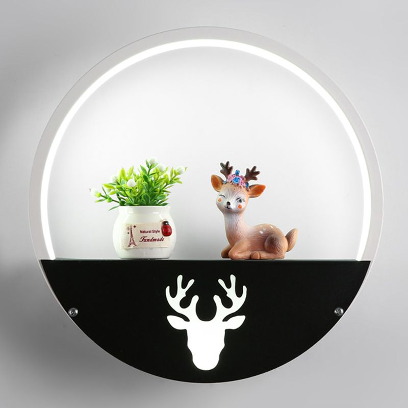Nordic Style Iron Wall Light Round Shape LED Wall Lamp with Silica Gel Shade for Bedroom