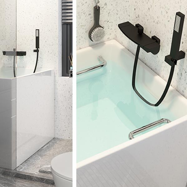 Modern Acrylic Alcove Bathtub 23.6" H Rectangular Bath Tub for Home