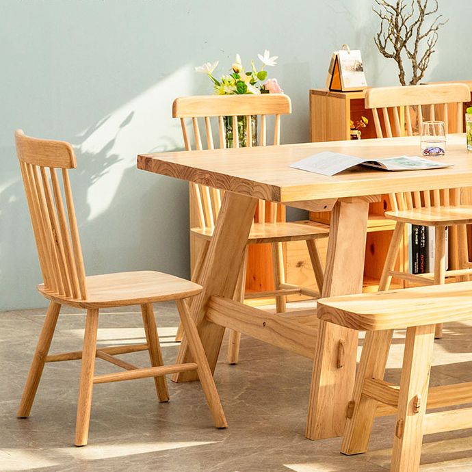 Rechteck Kiefer Massivholz Tisch Moderner Innentisch mit Trestle Basis für das Restaurant