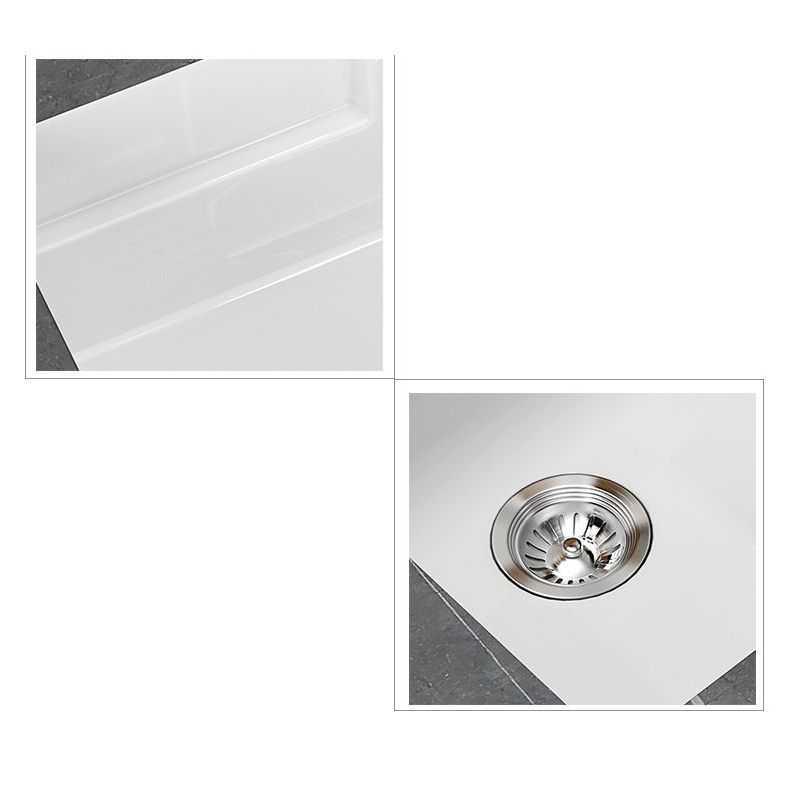 Modern Undermount Vanity Sink Rectangular Porcelain with Overflow and Faucet Vessel