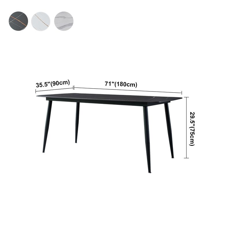 Modern Style Dining Table Rectangle Sintered Stone 4 Legs Table with Black Frame
