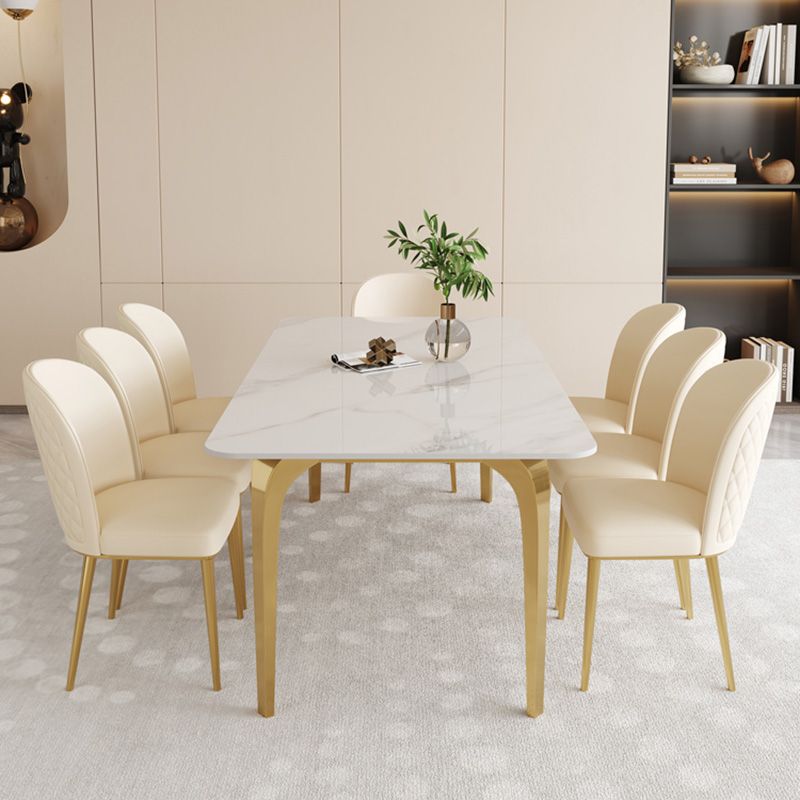 Glam Faux Leather Dining Chair Upholstered Armless Dining Chairs for Restaurant Use