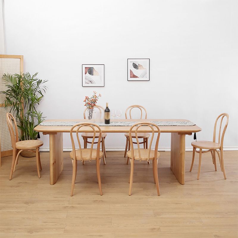Modern 1/2/5/7 Pieces Rectangle Dining Set Pine Wood Dining Table with Chairs