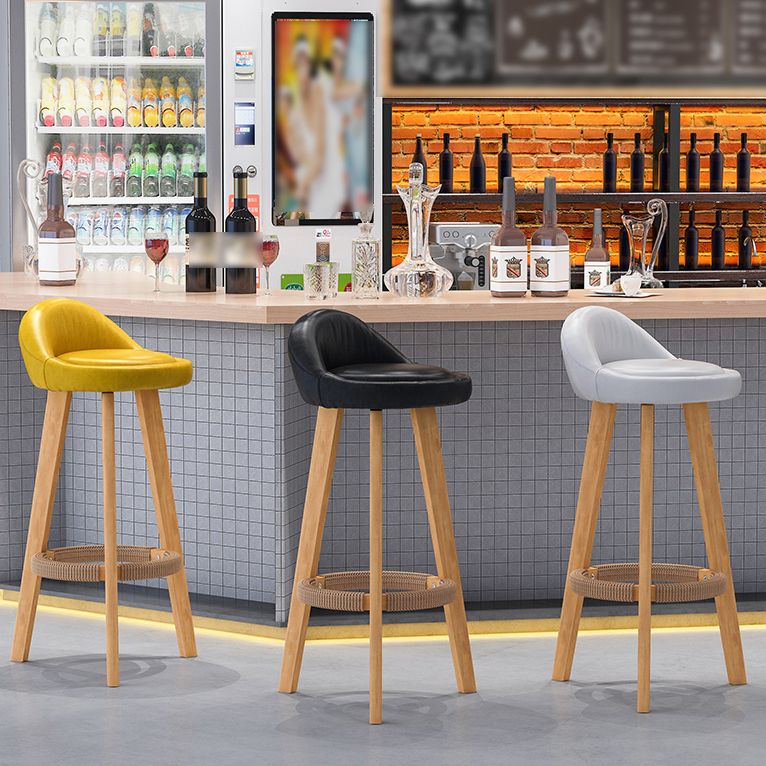 Scandinavian Upholstered Footrest Barstool Matte Finish Wood Bristol Stool