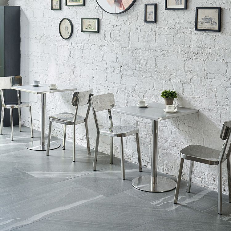 Industrial Dining Room Table Stainless Steel Table with Pedestal Table