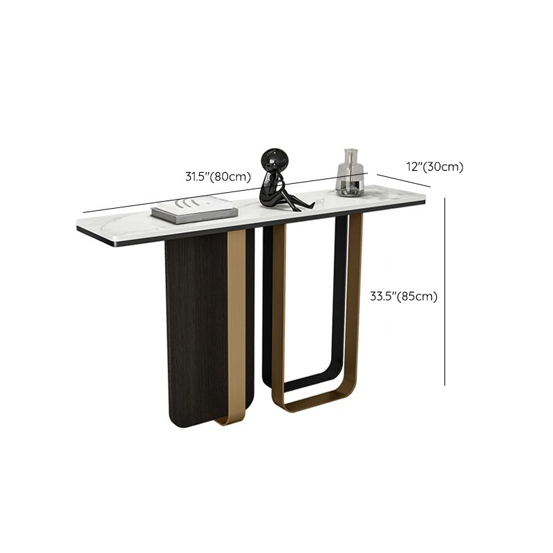 Glam Rectangle Console Accent Table with Stainless Steel Bracket for Hall