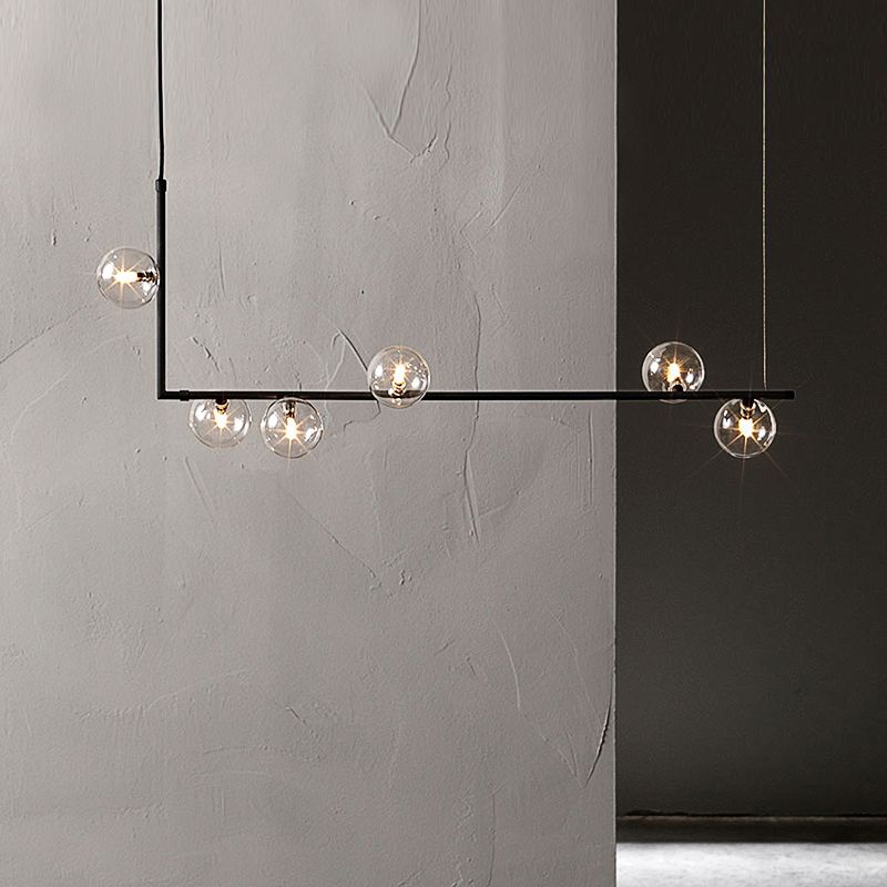 Globe Glass Island Pendant Light Minimalist Style Island Ceiling Light for Dinning Room