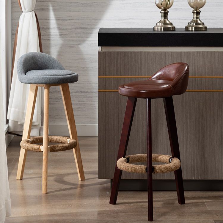 Contemporary Home Footrest Stool Matte Finish Upholstered Barstool