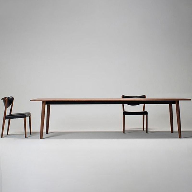 Contemporary Solid Wood Brown Table Rectangle Standard Dining Table for Kitchen