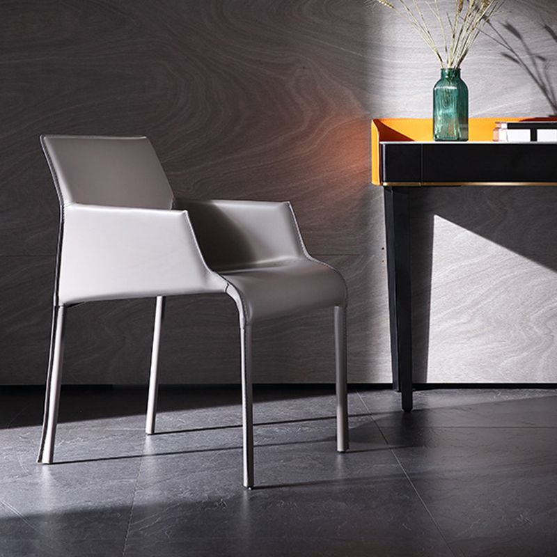 Modern Design Leather Chair Kitchen Solid Back Single Dining Arm Chair