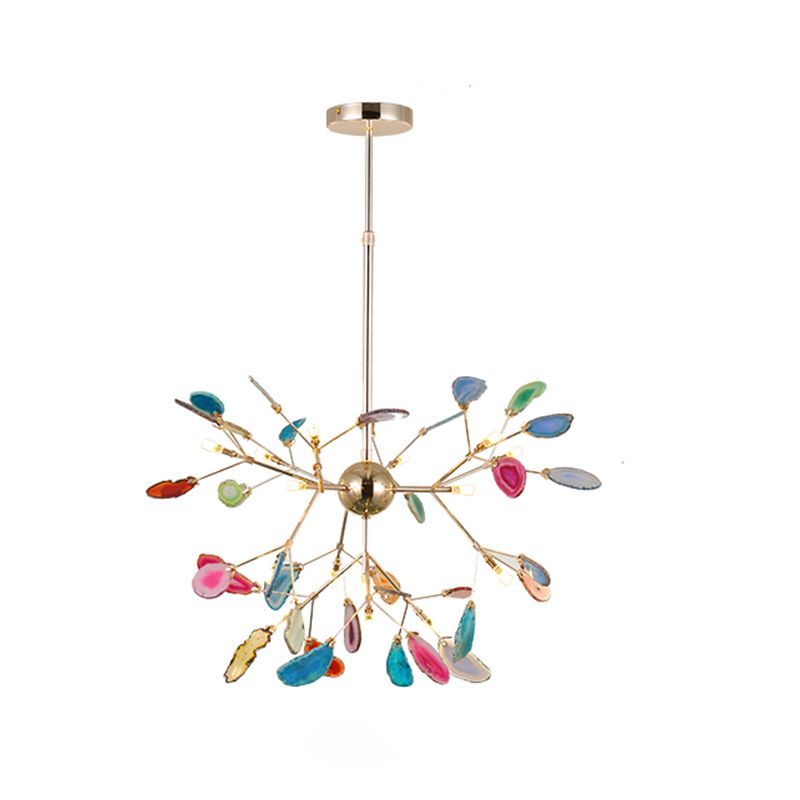 Metal Branch Hanging Light Kit Minimalistic Multi-Color Chandelier Light Fixture