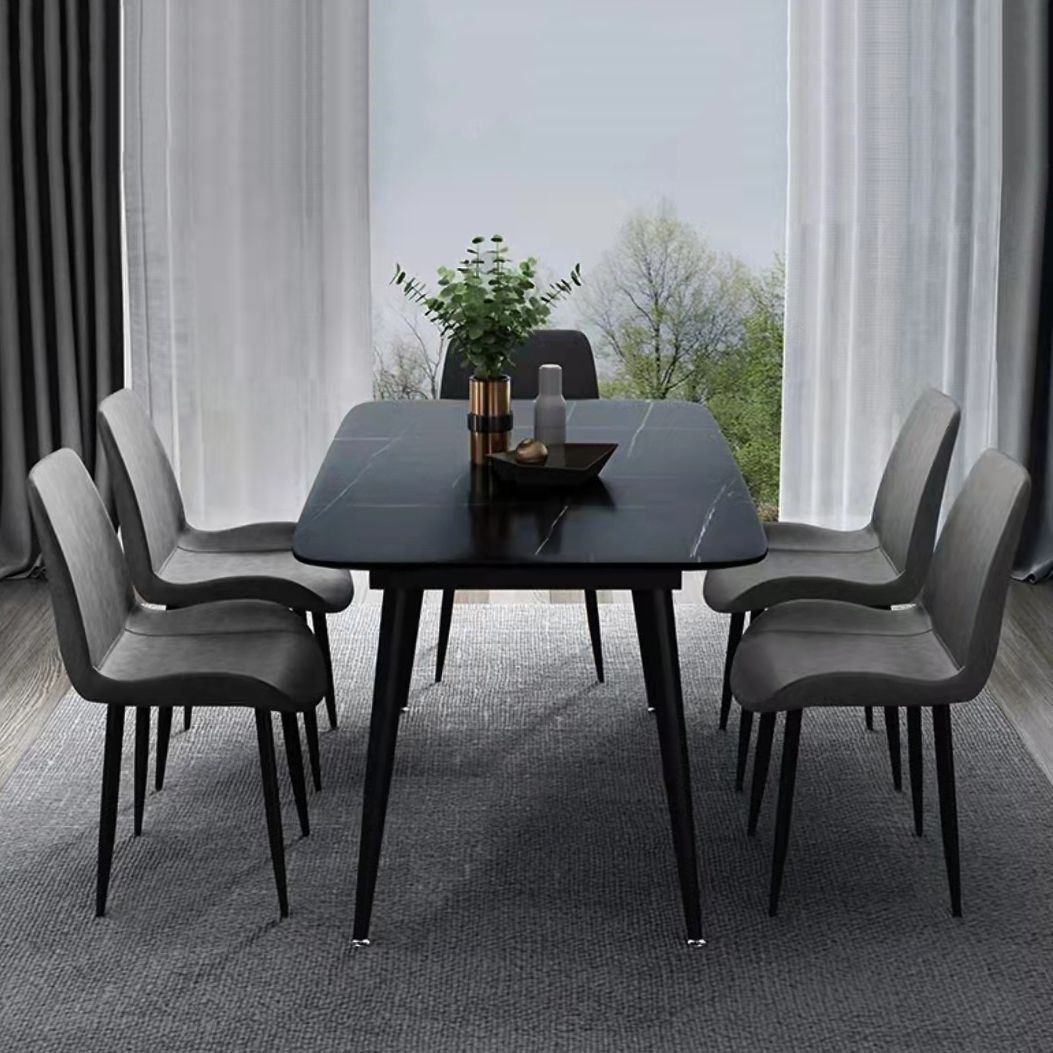 Modern Dining Table with Solid Back Chairs 1/4/6/7 Pieces Dinette Set
