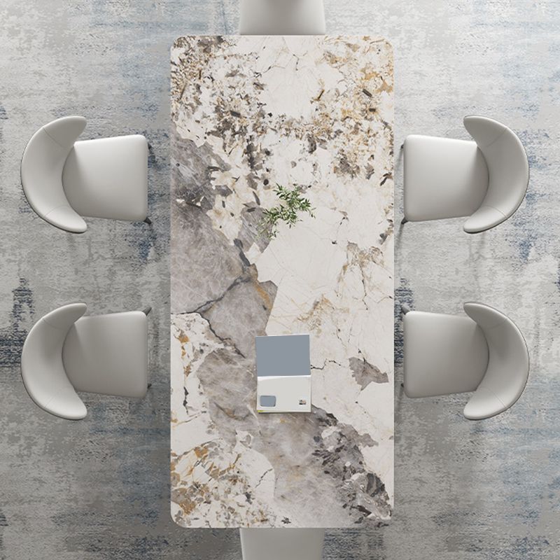 Industrial Dining Rectangle Table Sintered Stone Table with Metal Legs for Home Use