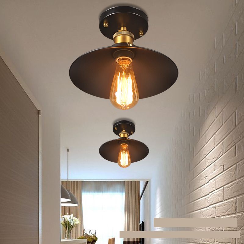 8,5 "breitem industriellem Stil Flush Mount -Lampe Einer Glühbirnen Schmiedeeisen -Schatten Deckenleuchte