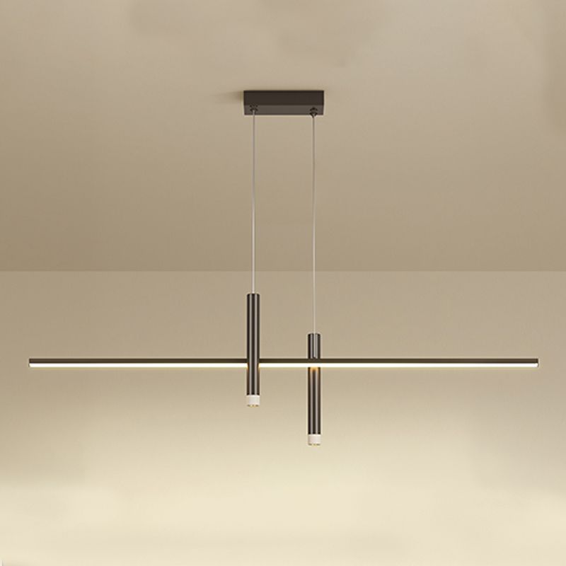 Luci a ciondolo dell'isola lineare contemporanea Metal 3 Lights Freepurs