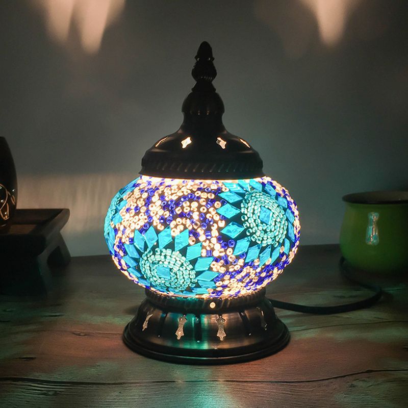 Sfera della lampada da tavolo rosso/giallo/giallo/arancione in vetro colorato 1 testa tradizionale illuminazione per la camera da letto
