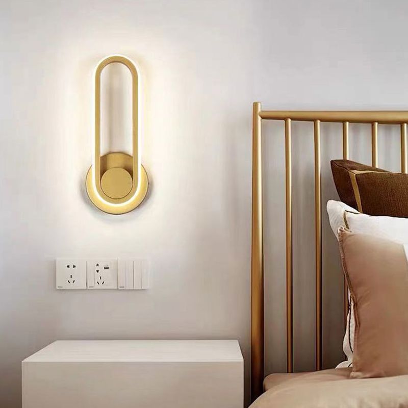 Oval Shape Metal Wall Light Modern Style Single Light Wall Sconce Light