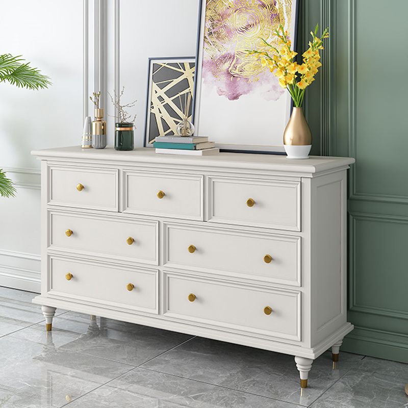 Glam Solid Wood Chest Home Storage Chest in White with Drawers