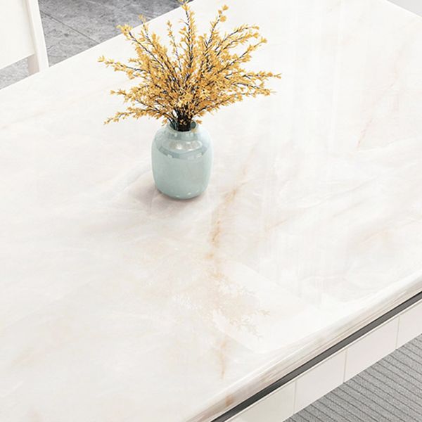 Mid-Century Home Marble Dining Table Rectangle Shape Table with 4 Legs Base