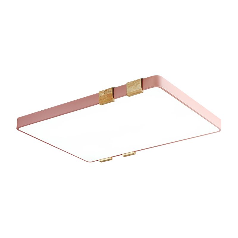 Fixation rectangulaire Plafond Nordique Acrylique 1-Rose légère / jaune / Bleu Flush Mount Lamp in Warm / White Light