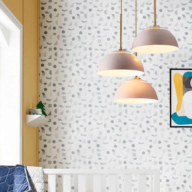 Macaron Domed Pendant Lamp Metal 1 Bulb Dining Room Suspension Light with Vent Design