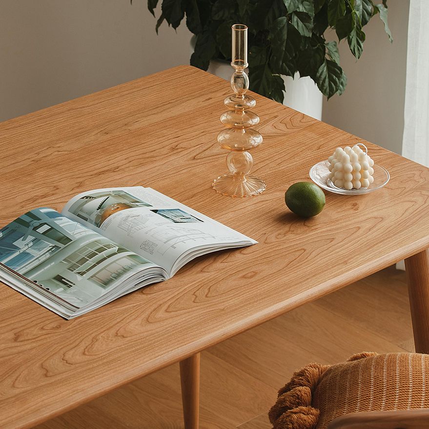 Mesa de comedor de madera maciza rectángulo Mesa interior de cocina moderna con 4 patas