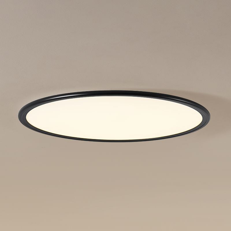 Modern Style Round Ceiling Fixture Metal 1 Light Ceiling Mounted Light in Black