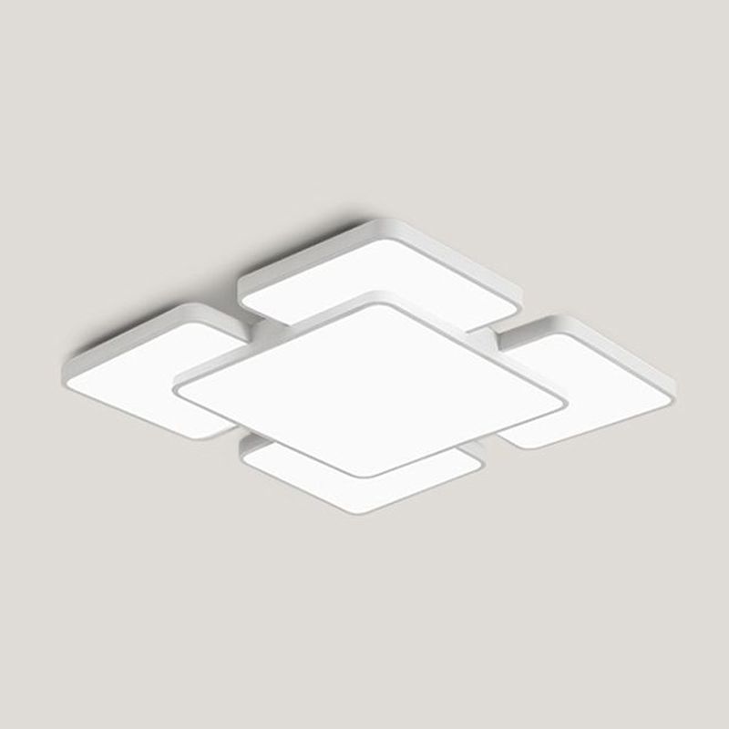 Lámpara empotrada de techo para dormitorio con pantalla cuadrada/rectangular, acrílico, 20,5"/24,5" W, 5/7 luces, lámpara de montaje empotrado estilo modernista en negro/blanco