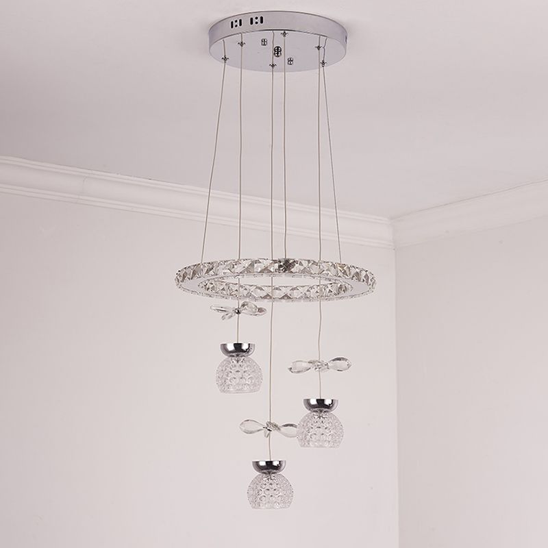 K9 Crystal Global Chandelier Lamp Modern 3/5 bollen plafondhanger met hoepelontwerp in Chrome