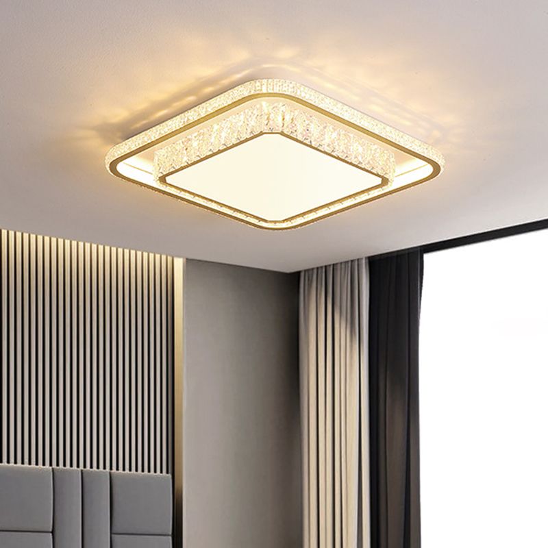 Minimalist Geometric Shaped Ceiling Light Acrylic Living Room LED Flush Mount Light in Gold