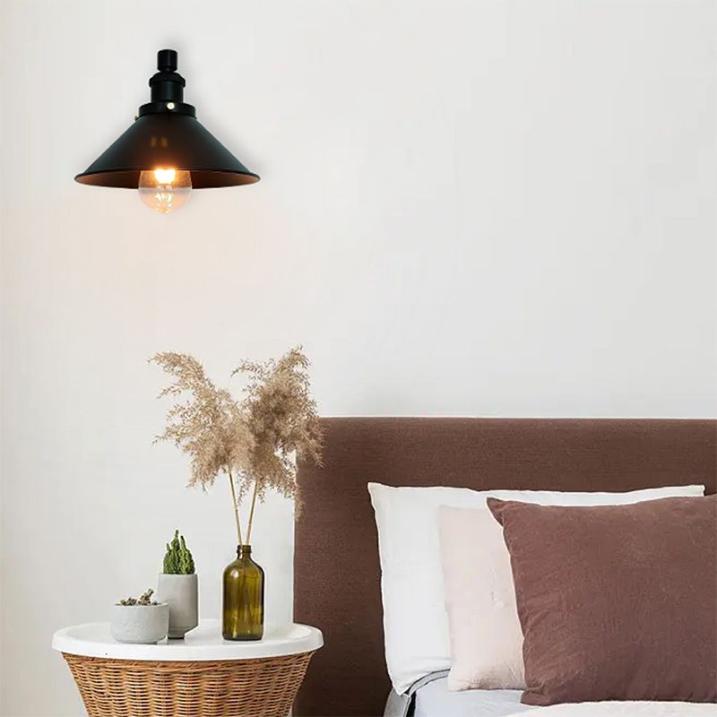 Industrial Wall Sconce Cone Shape Wall Light with Metal Shade for Living Room