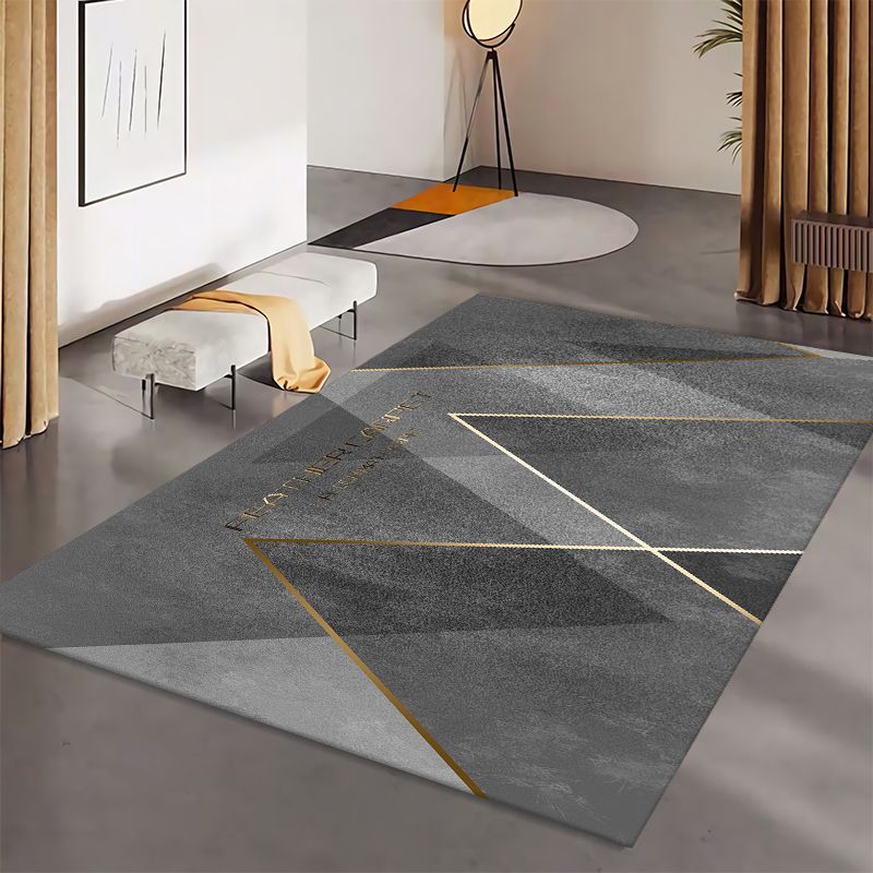 Dark Grey Rug Blending Graphic Rug Non-Slip Backing Rug for Living Room